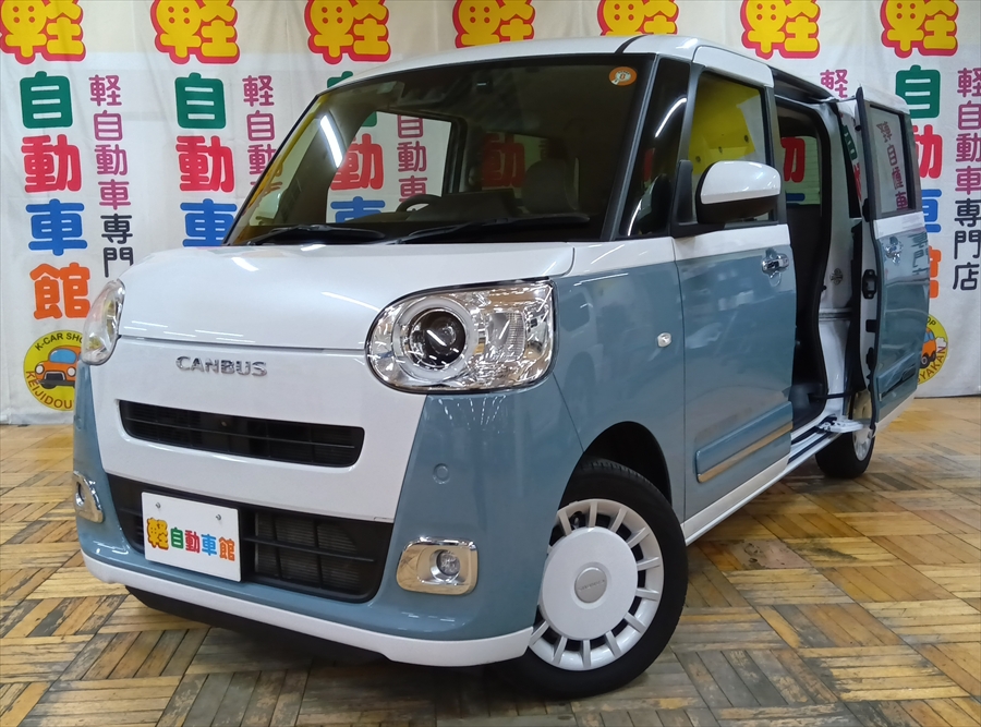 ムーヴキャンバス ストライプスＧターボ　純正9インチナビＴＶ　パノラマモニター 4WD