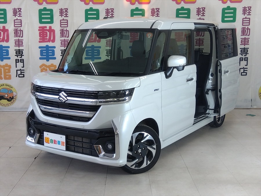 スペーシアカスタム ハイブリッドXS 全方位モニター付純正ナビTVスズキコネクト対応通信機装着車　4WD