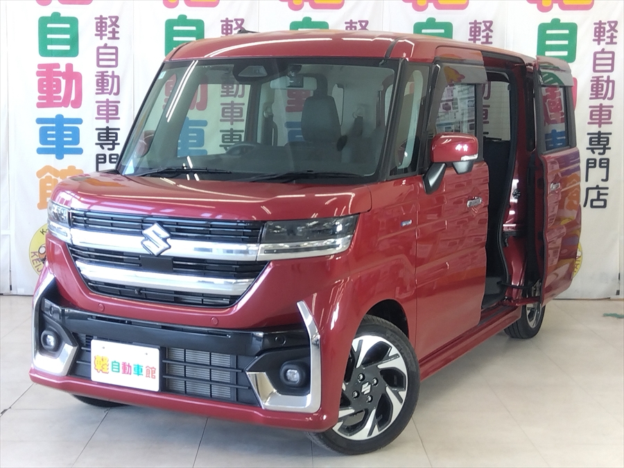 スペーシアカスタム ハイブリッドXSターボ　全方位モニター純正9インチナビTVスズキコネクト　4WD