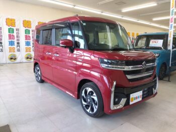 スペーシアカスタム ハイブリッドXSターボ　全方位モニター純正9インチナビTVスズキコネクト　4WD